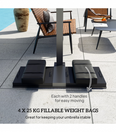 Outsunny Parasol Weights Set of 4, Parasol Base Weights Bags, Black