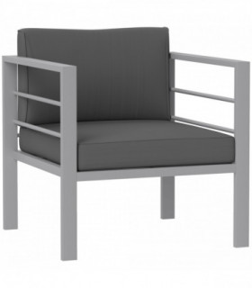 Outsunny Patio Furniture Aluminium Armchair with Cushions, Charcoal Grey