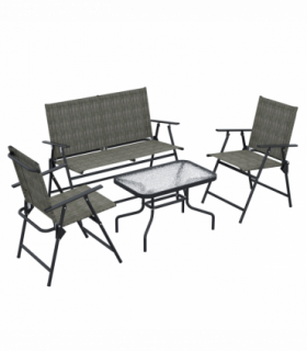 Outsunny Patio Furniture Set, Garden Set with Table, Foldable Chairs, a Loveseat