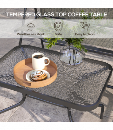 Outsunny Patio Furniture Set, Garden Set with Table, Foldable Chairs, a Loveseat