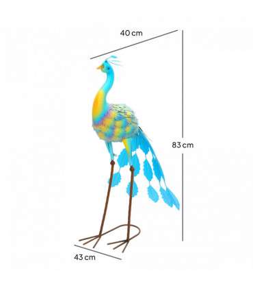 Outsunny Peacock Garden Statue, Metal Garden Gift with Stakes, Multi-Colour