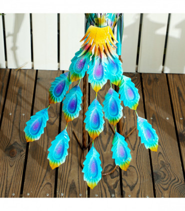 Outsunny Peacock Garden Statue, Metal Garden Gift with Stakes, Multi-Colour