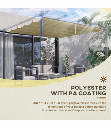 Outsunny Pergola Shade Cover Replacement Canopy for 3 x 3(m) Pergola, Beige