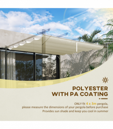 Outsunny Pergola Shade Cover Replacement Canopy for 3 x 3(m) Pergola, Cream