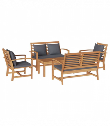 Garden Sofa Set 5 pcs Natural Solid teak wood