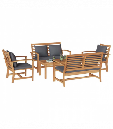 Garden Sofa Set 5 pcs Natural Solid teak wood