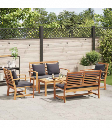 Garden Sofa Set 5 pcs Natural Solid teak wood