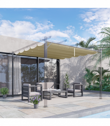 Outsunny Pergola Shade Cover Replacement Canopy for 4 x 3(m) Pergola, Beige