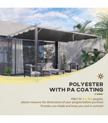 Outsunny Pergola Shade Cover Replacement Canopy for 4 x 3(m) Pergola, Grey