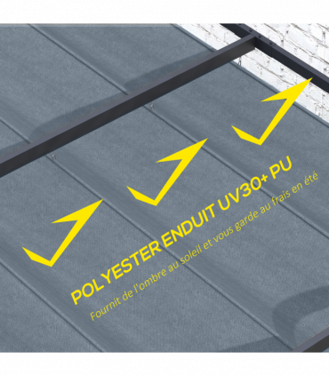 Outsunny Pergola Sun Shade Cover Roof Replacement for 3 x 2.15m Pergola, Grey