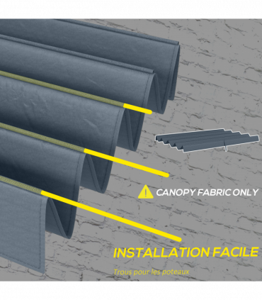 Outsunny Pergola Sun Shade Cover Roof Replacement for 3 x 2.15m Pergola, Grey