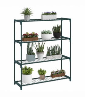 Outsunny Plant Stand, 4-Tier Planter Holder Flower Display Rack, Dark Green