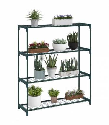Outsunny Plant Stand, 4-Tier Planter Holder Flower Display Rack, Dark Green