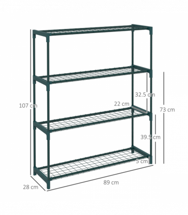 Outsunny Plant Stand, 4-Tier Planter Holder Flower Display Rack, Dark Green