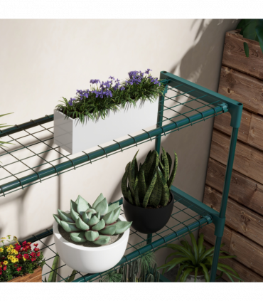 Outsunny Plant Stand, 4-Tier Planter Holder Flower Display Rack, Dark Green