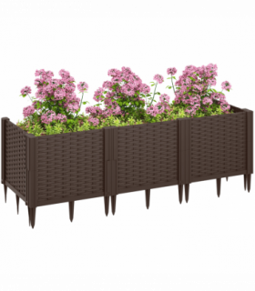 Outsunny Plastic Planter Box Kit, Modular Raised Bed for Flowers, Herbs