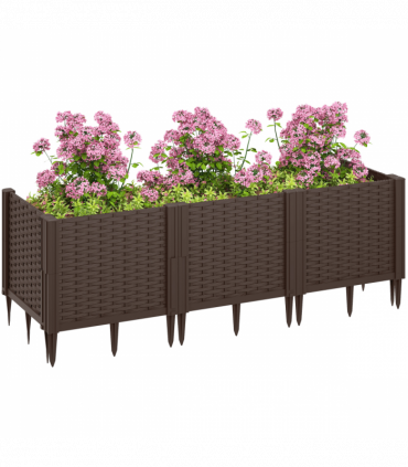 Outsunny Plastic Planter Box Kit, Modular Raised Bed for Flowers, Herbs