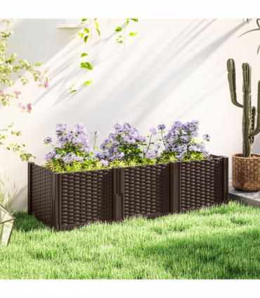 Outsunny Plastic Planter Box Kit, Modular Raised Bed for Flowers, Herbs