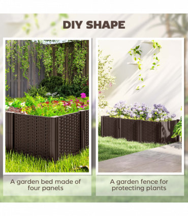 Outsunny Plastic Planter Box Kit, Modular Raised Bed for Flowers, Herbs