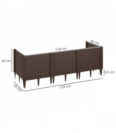 Outsunny Plastic Planter Box Kit, Modular Raised Bed for Flowers, Herbs