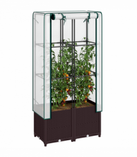 Outsunny Plastic Vegetable Planter with Trellis, 80 x 40 x 140 cm