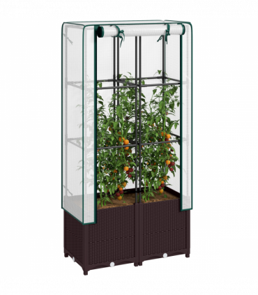 Outsunny Plastic Vegetable Planter with Trellis, 80 x 40 x 140 cm
