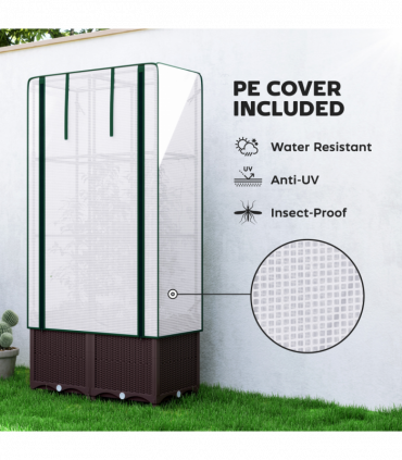 Outsunny Plastic Vegetable Planter with Trellis, 80 x 40 x 140 cm