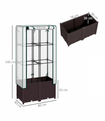 Outsunny Plastic Vegetable Planter with Trellis, 80 x 40 x 140 cm