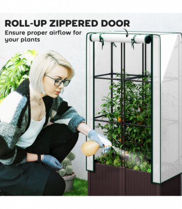 Outsunny Plastic Vegetable Planter with Trellis, 80 x 40 x 140 cm