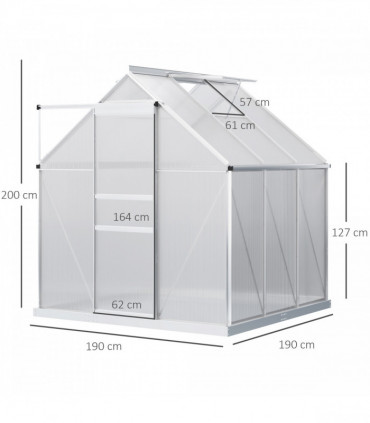 Outsunny Polycarbonate Walk-in Garden Greenhouse w/ Sliding Door Silver Tone