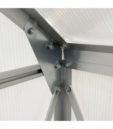 Outsunny Polycarbonate Walk-in Garden Greenhouse w/ Sliding Door Silver Tone