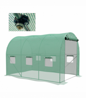 Outsunny Polytunnel Green House with Sprinkler System, Wide Door, 3 x 2m