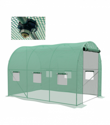 Outsunny Polytunnel Green House with Sprinkler System, Wide Door, 3 x 2m