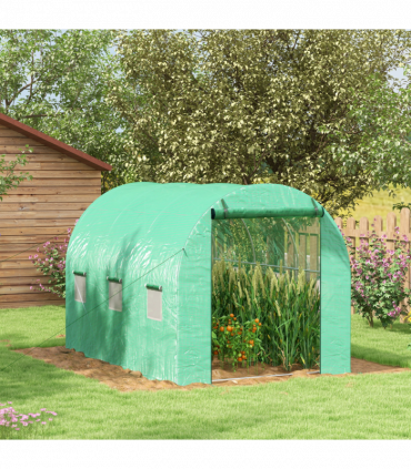 Outsunny Polytunnel Green House with Sprinkler System, Wide Door, 3 x 2m
