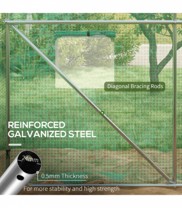 Outsunny Polytunnel Green House with Sprinkler System, Wide Door, 3 x 2m