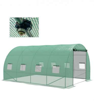 Outsunny Polytunnel Green House with Sprinkler System, Wide Door, 4 x 3(m)
