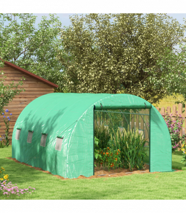 Outsunny Polytunnel Green House with Sprinkler System, Wide Door, 4 x 3(m)