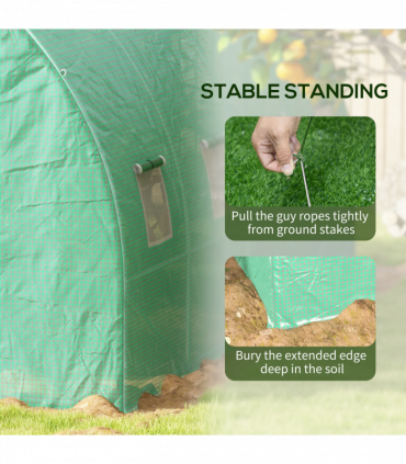 Outsunny Polytunnel Green House with Sprinkler System, Wide Door, 4 x 3(m)