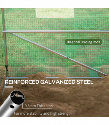 Outsunny Polytunnel Green House with Sprinkler System, Wide Door, 4 x 3(m)