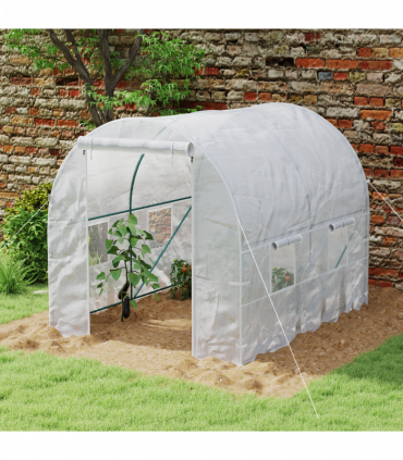 Outsunny Polytunnel Greenhouse Outdoor Grow House Roll Up Door Windows 2x2.5m