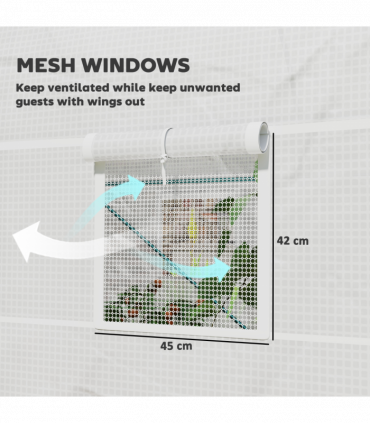Outsunny Polytunnel Greenhouse Outdoor Grow House Roll Up Door Windows 2x2.5m