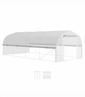 Outsunny Polytunnel Greenhouse W/ Roll-up Sidewalls, Mesh Door, 6 x 3 x 2m