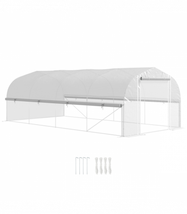 Outsunny Polytunnel Greenhouse W/ Roll-up Sidewalls, Mesh Door, 6 x 3 x 2m