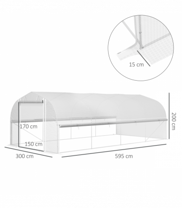 Outsunny Polytunnel Greenhouse W/ Roll-up Sidewalls, Mesh Door, 6 x 3 x 2m