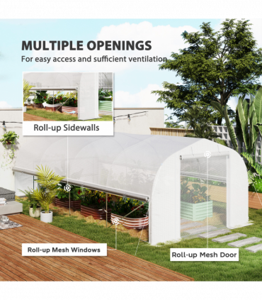Outsunny Polytunnel Greenhouse W/ Roll-up Sidewalls, Mesh Door, 6 x 3 x 2m