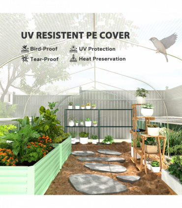 Outsunny Polytunnel Greenhouse W/ Roll-up Sidewalls, Mesh Door, 6 x 3 x 2m