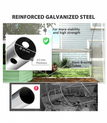 Outsunny Polytunnel Greenhouse W/ Roll-up Sidewalls, Mesh Door, 6 x 3 x 2m