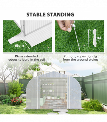 Outsunny Polytunnel Greenhouse W/ Roll-up Sidewalls, Mesh Door, 6 x 3 x 2m