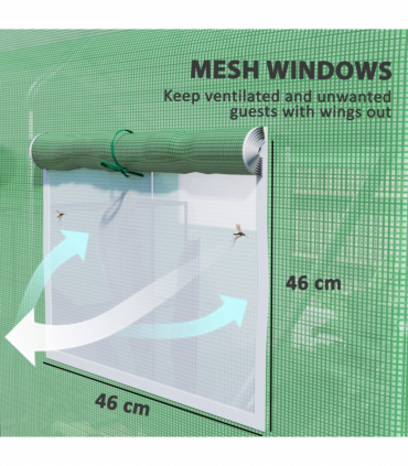 Outsunny Polytunnel Greenhouse with 3 Roll-up Doors, 3 x 2 x 2m, Green