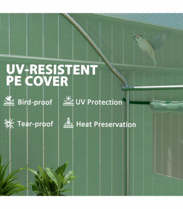 Outsunny Polytunnel Greenhouse with 3 Roll-up Doors, 3 x 2 x 2m, Green